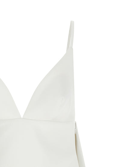 White Polyester Short Dress