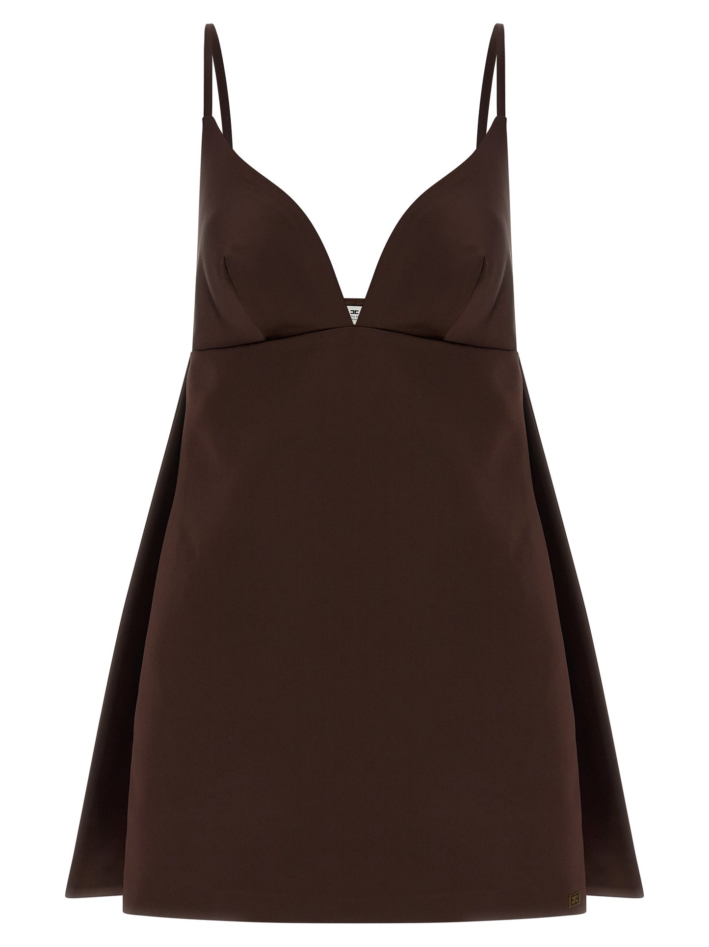Brown Polyester Short Dress