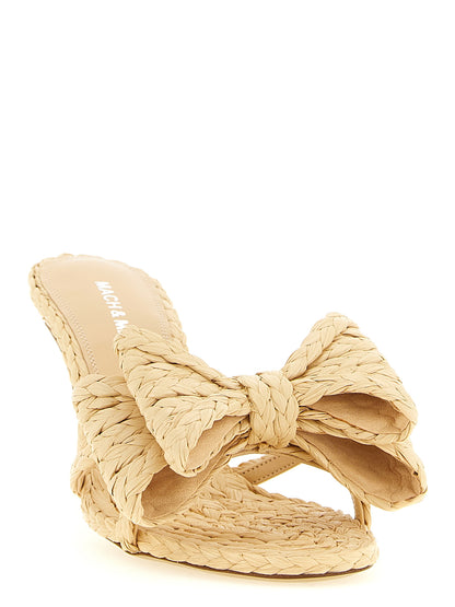 Beige Raffia Stiletto Heel Sandals