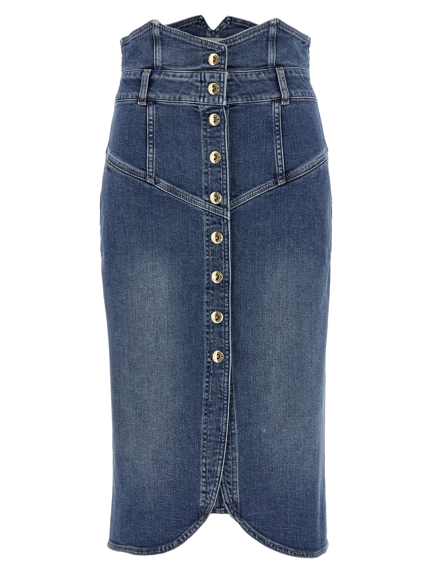 Blue Cotton Midi Skirt