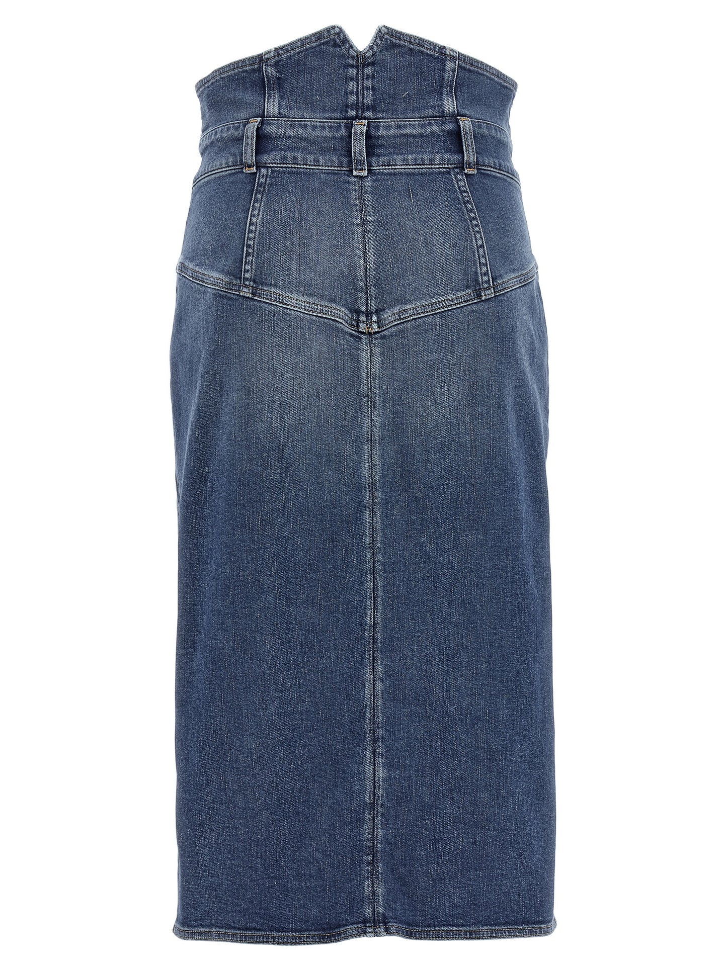 Blue Cotton Midi Skirt