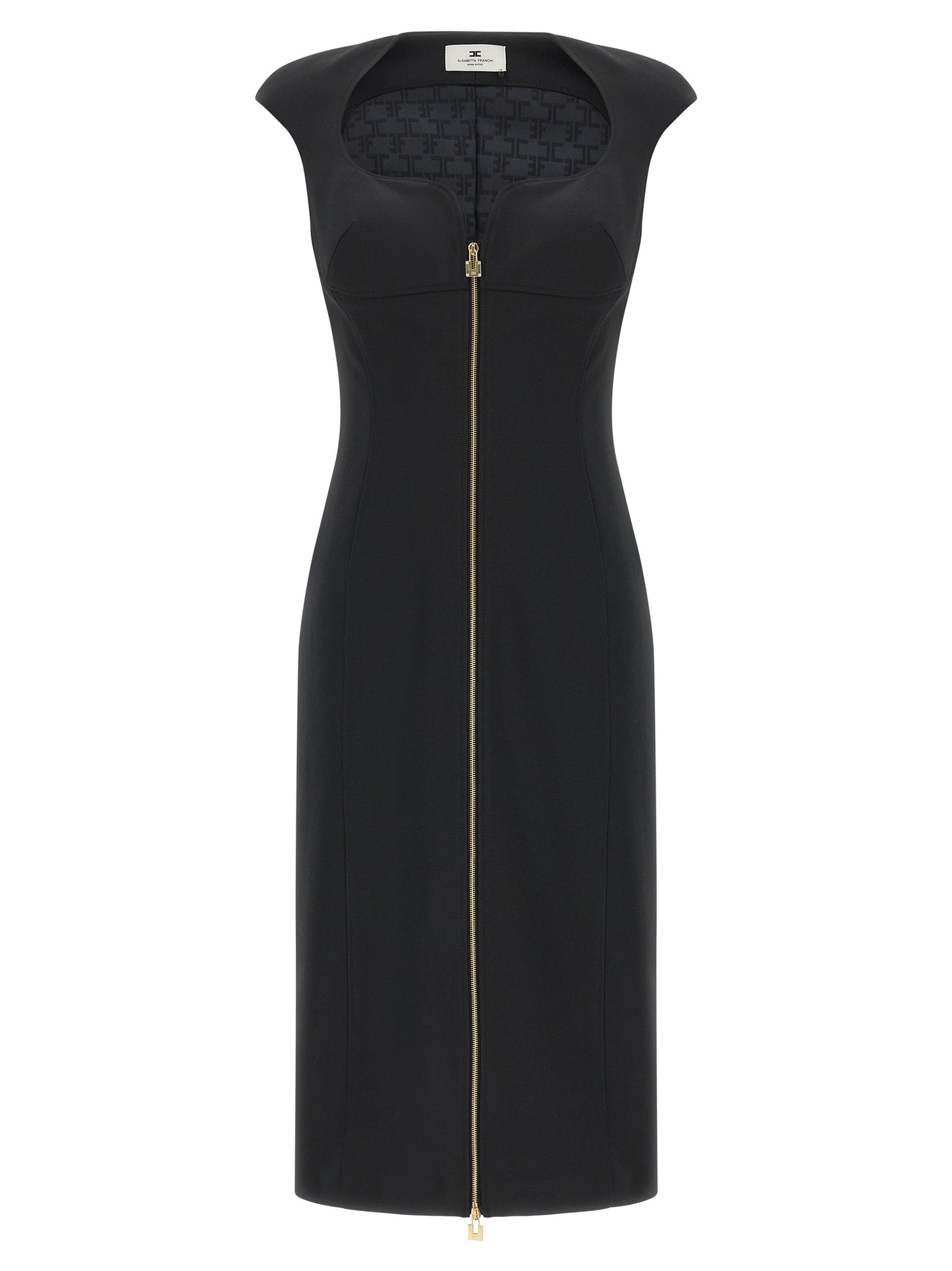 Black Polyester Midi Dress