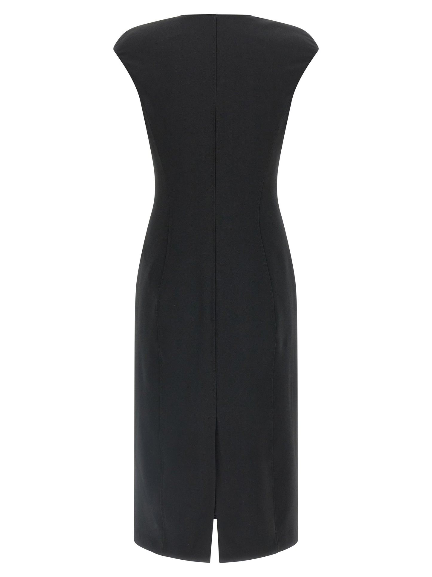 Black Polyester Midi Dress