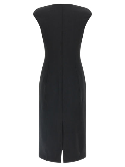 Black Polyester Midi Dress
