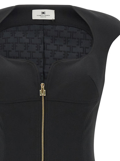 Black Polyester Midi Dress