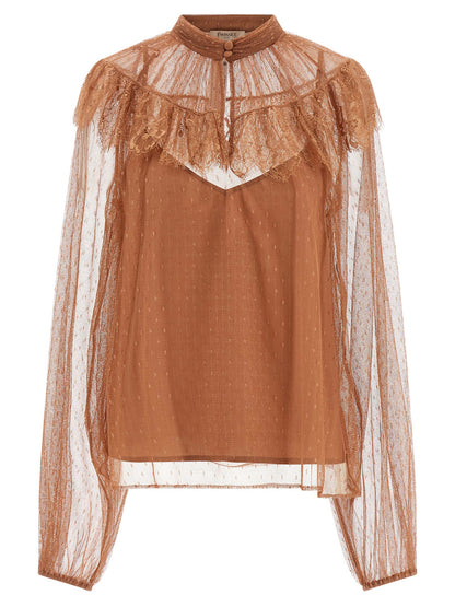 Brown Polyester Blouse