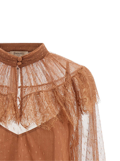 Brown Polyester Blouse