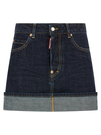 Blue Cotton Long Skirt