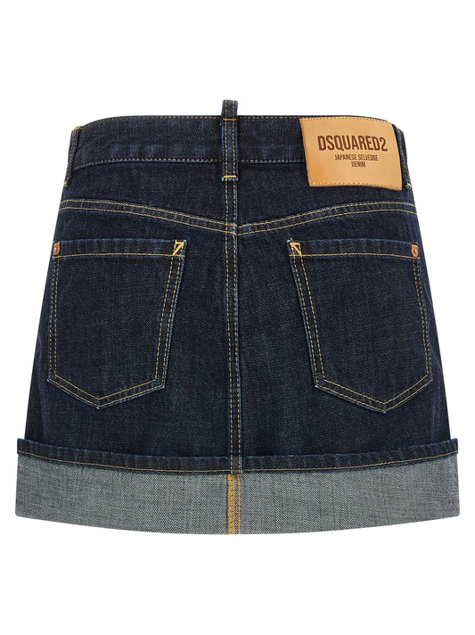 Blue Cotton Long Skirt