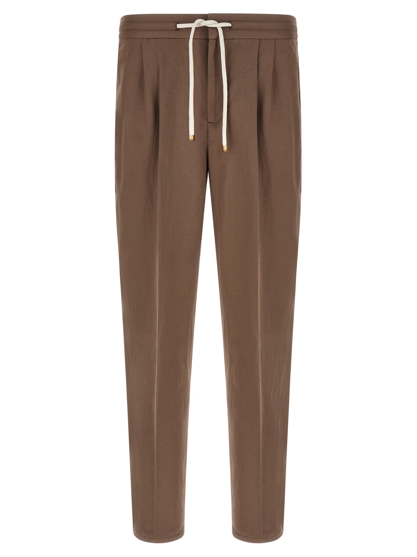 Brown Linen Casual Pants