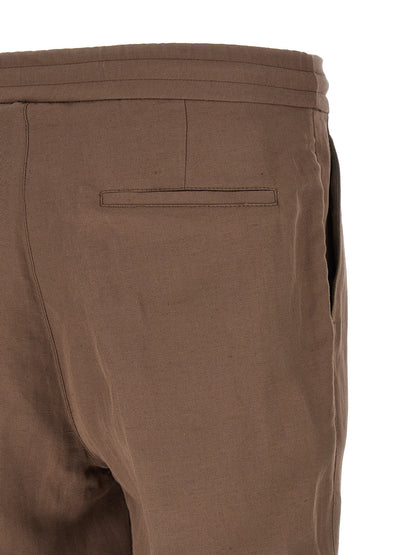Brown Linen Casual Pants