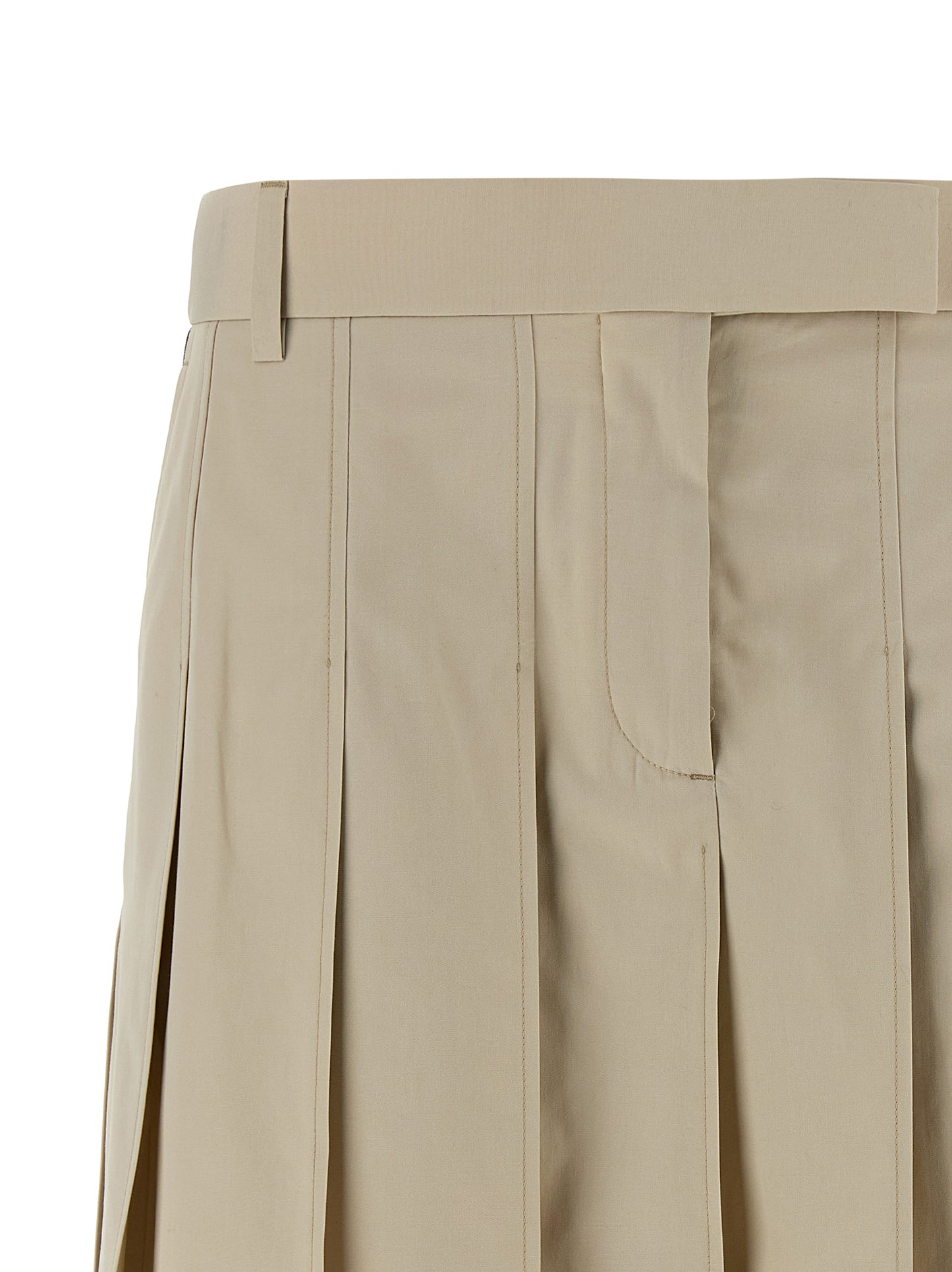 Beige Cotton Long Skirt
