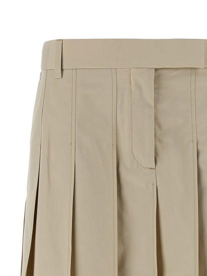 Beige Cotton Long Skirt
