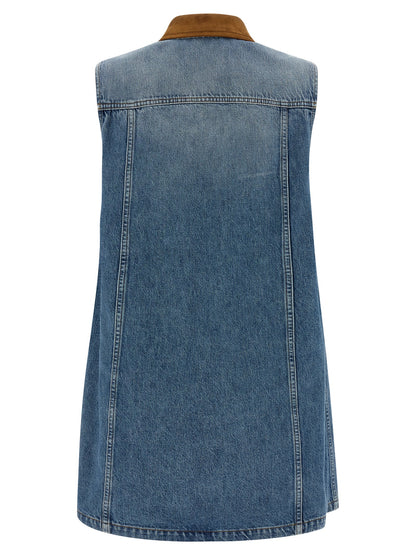 Blue Cotton Short Dress