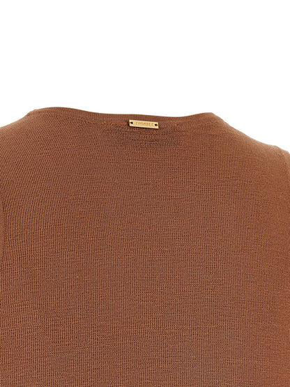 Brown Cotton Sleeveles T-Shirt