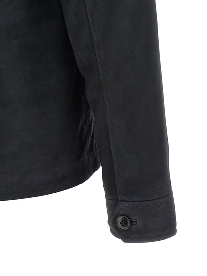 Blue Leather Leather Jacket