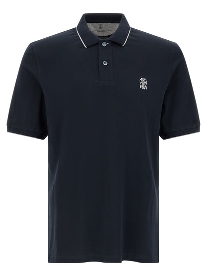 Blue Cotton Polo Shirt