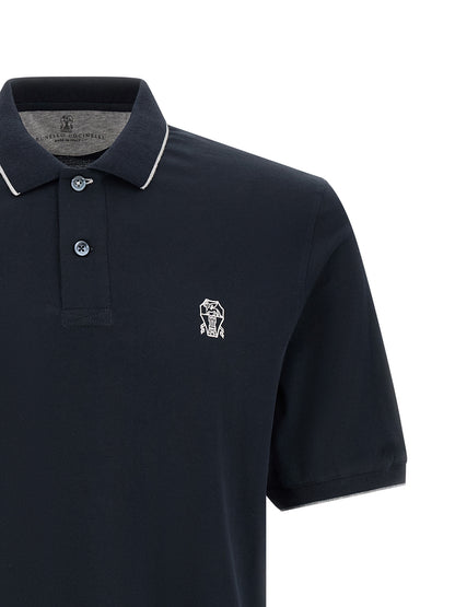 Blue Cotton Polo Shirt