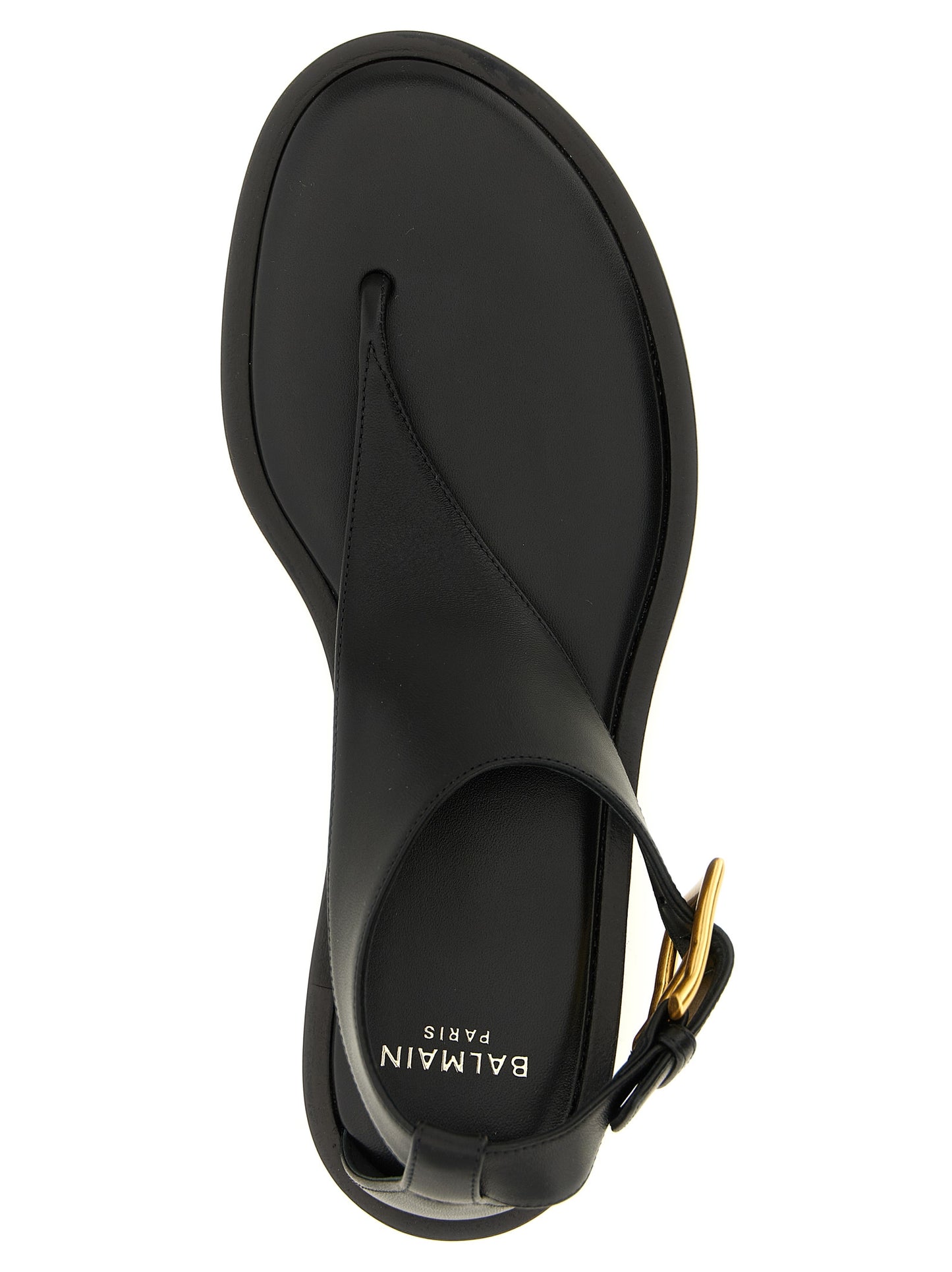Black Lamb Leather Flat Sandals