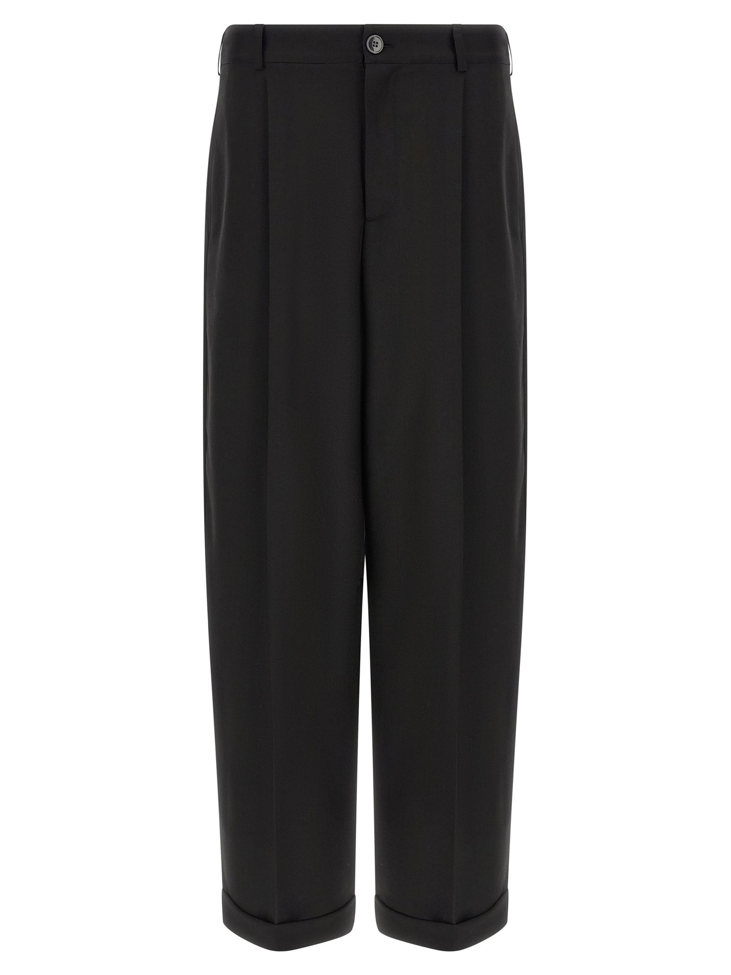 Black Virgin Wool Casual Pants