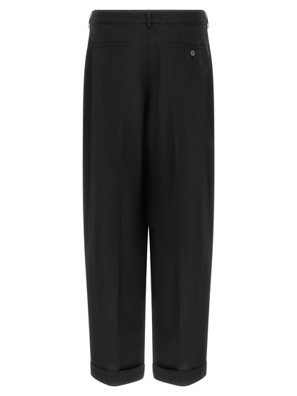 Black Virgin Wool Casual Pants