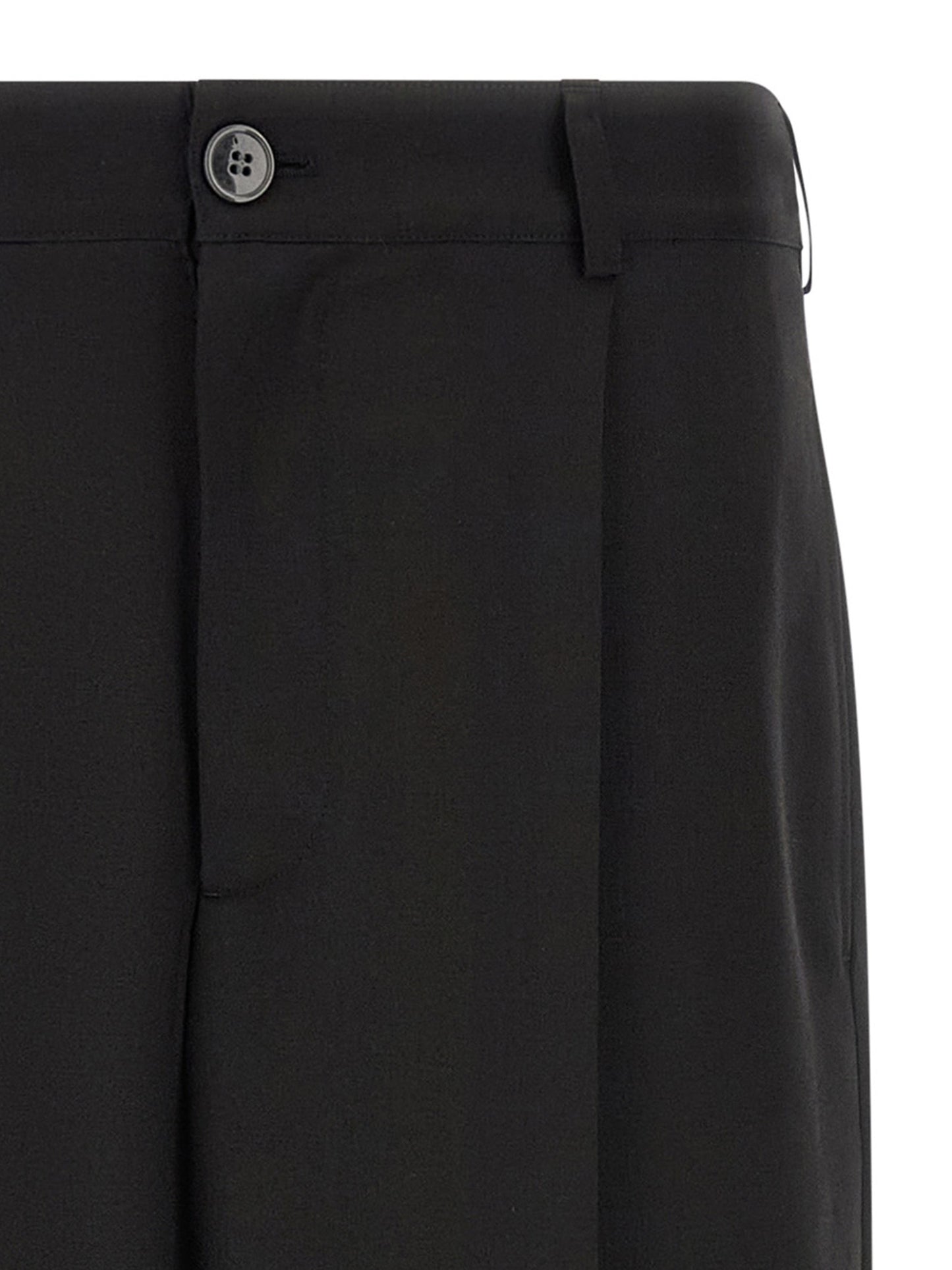 Black Virgin Wool Casual Pants