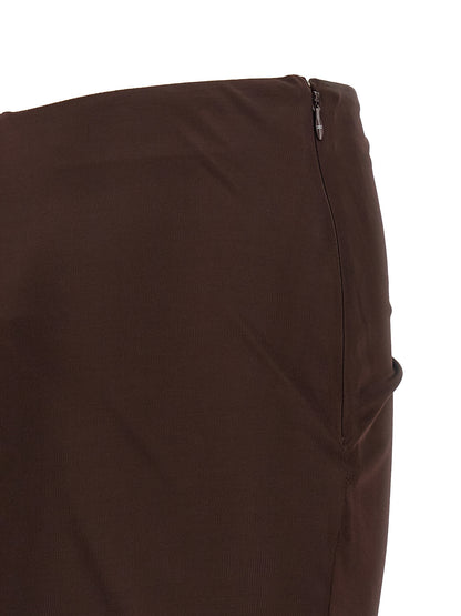 Brown Viscose Mini Skirt