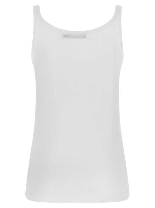 White Cotton Sleeveles T-Shirt