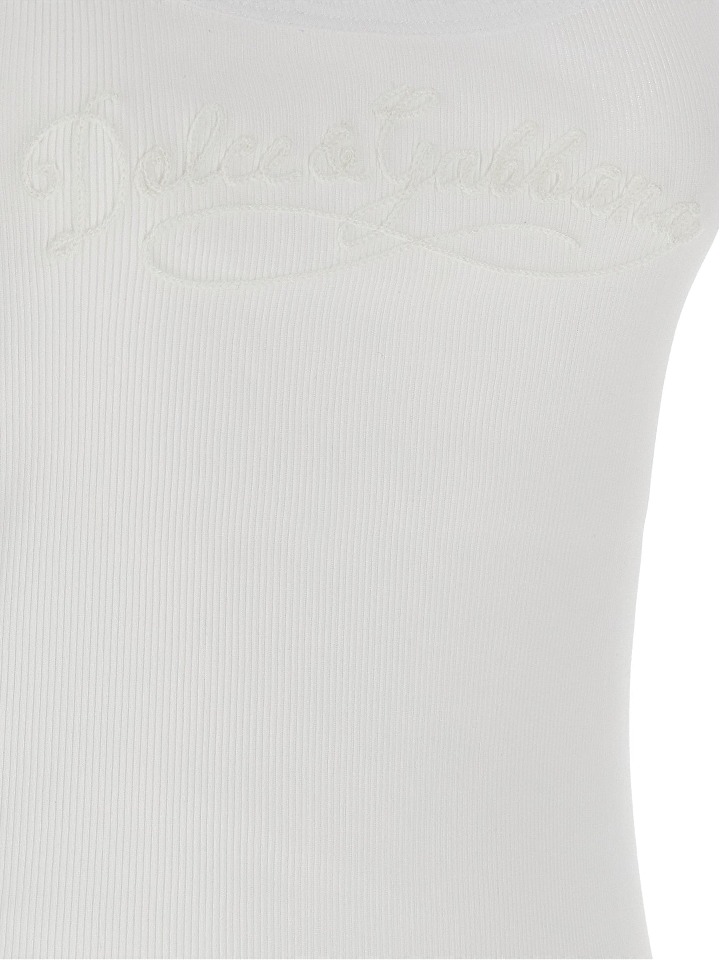 White Cotton Sleeveles T-Shirt