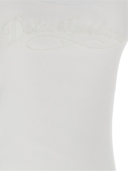 White Cotton Sleeveles T-Shirt