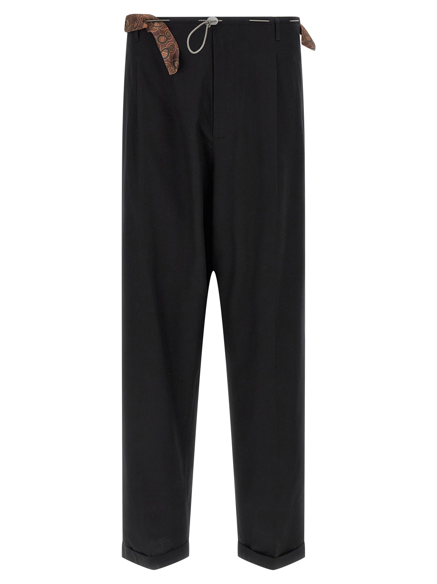Black Cotton Casual Pants