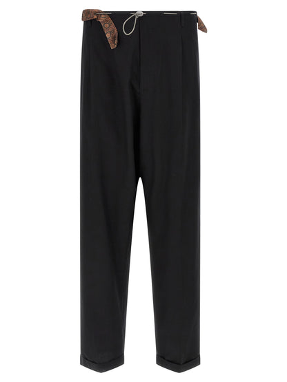 Black Cotton Casual Pants