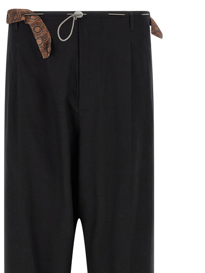 Black Cotton Casual Pants