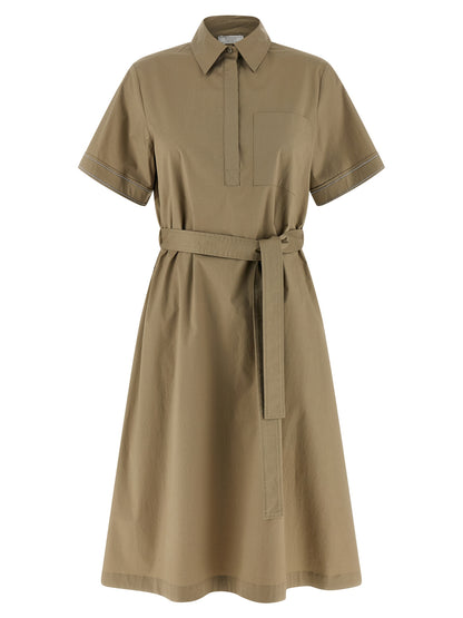 Bicolor Cotton Midi Dress