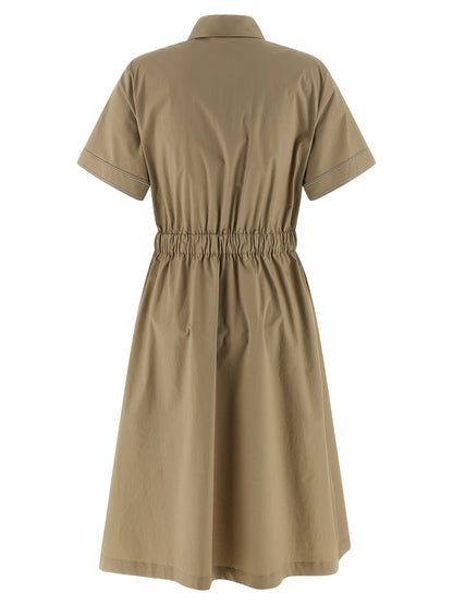 Bicolor Cotton Midi Dress