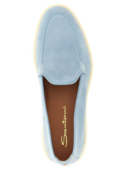 Blue Calfskin Slip-On Loafers