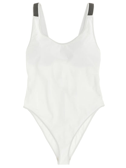 White Polyamide One-Piece Swimsuit