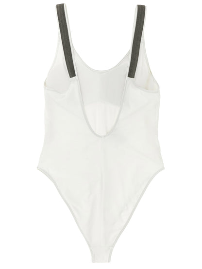 White Polyamide One-Piece Swimsuit
