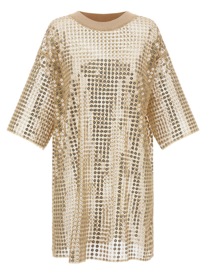 Beige Polyester Short Dress