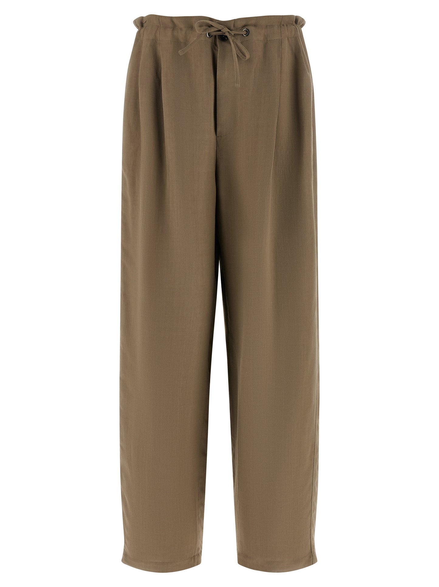 Beige Viscose Casual Pants