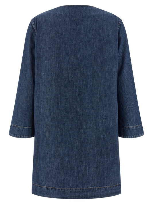 Blue Cotton Short Dress