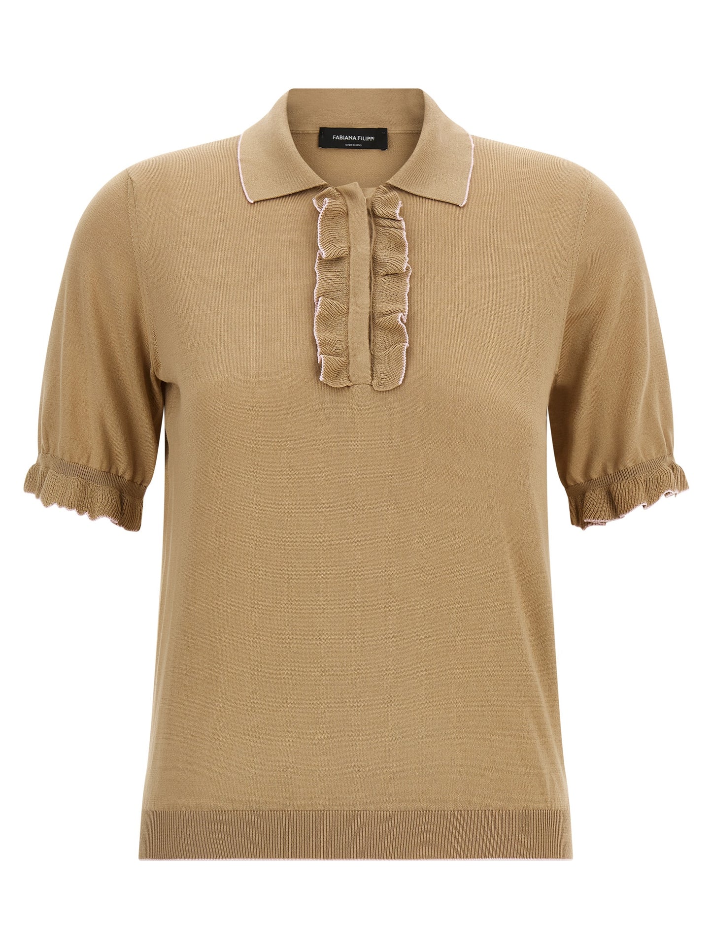 Beige Silk Polo Shirt