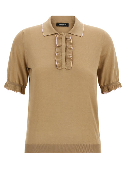 Beige Silk Polo Shirt
