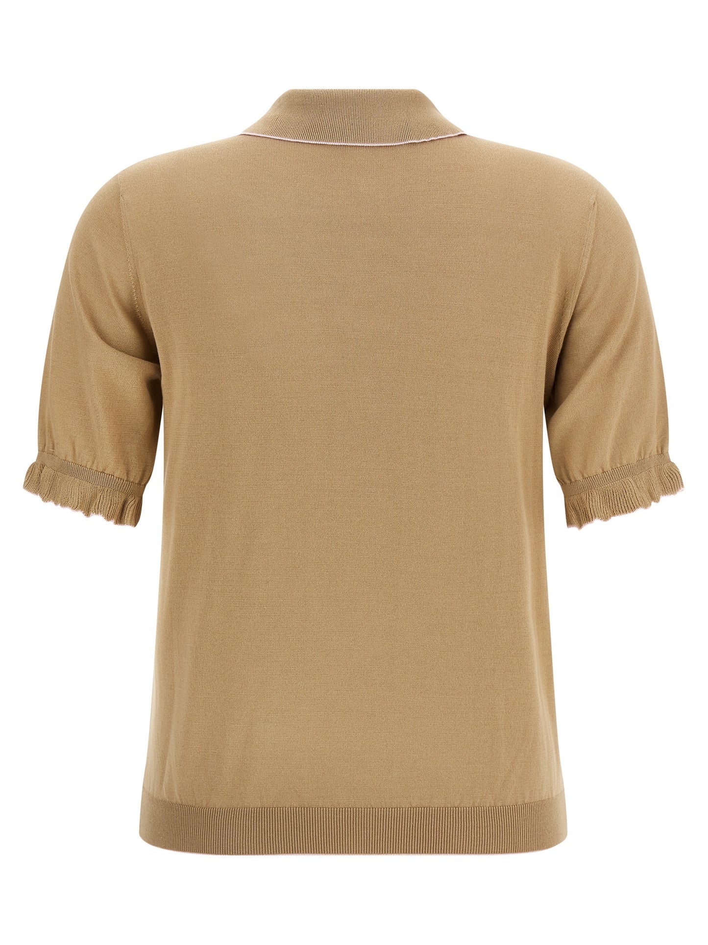 Beige Silk Polo Shirt