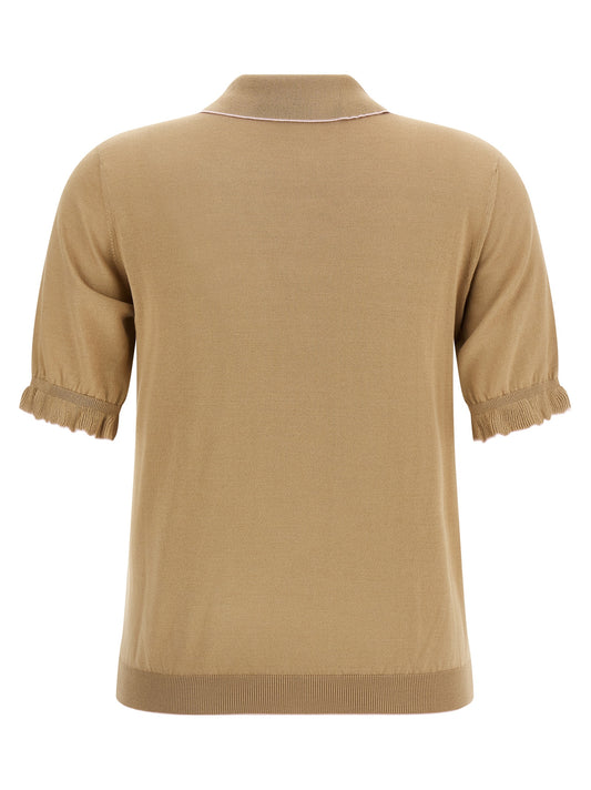 Beige Silk Polo Shirt