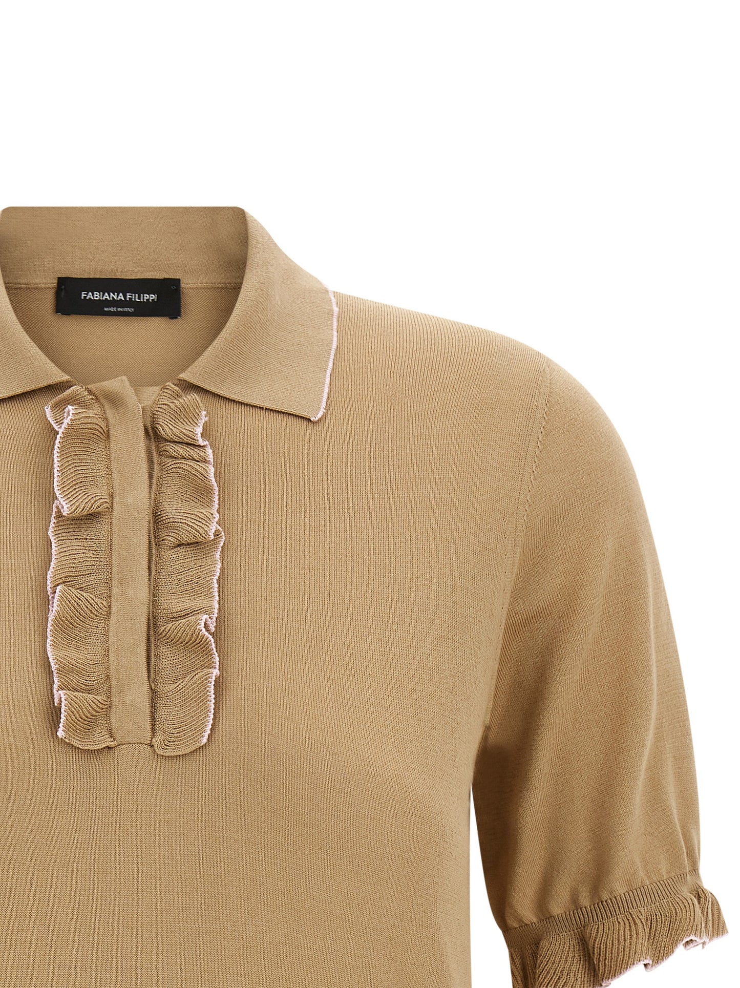 Beige Silk Polo Shirt