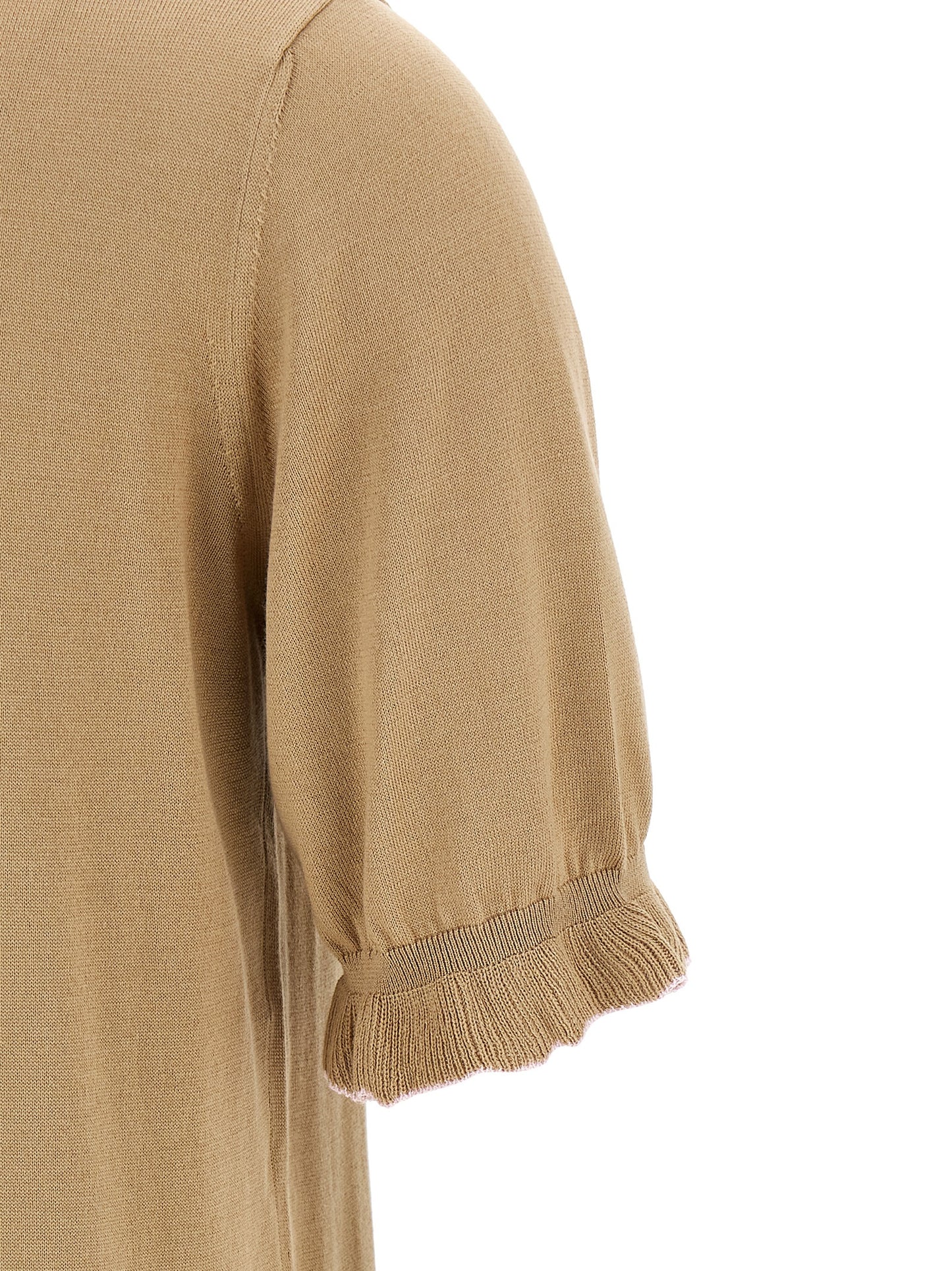 Beige Silk Polo Shirt