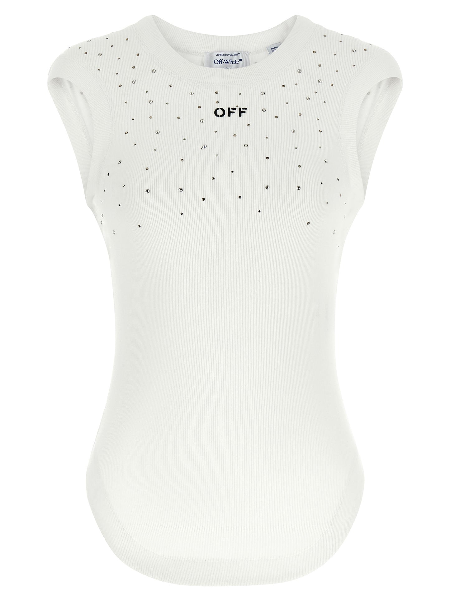 White Viscose Sleeveles T-Shirt