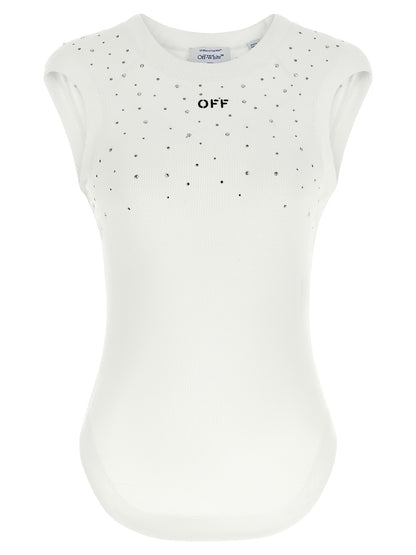 White Viscose Sleeveles T-Shirt