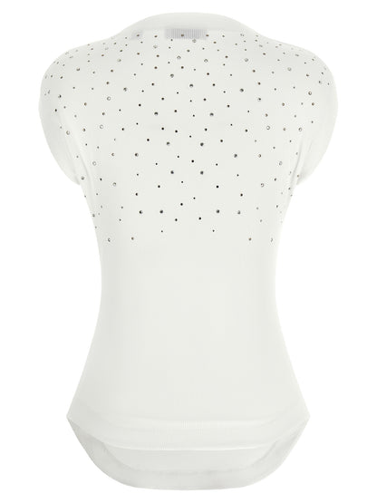 White Viscose Sleeveles T-Shirt
